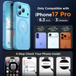 Oududianzi-coque pour iphone 17 pro compatible avec magsafe magnétique, housse de arrière translucide givrée pc, tpu silicone bu