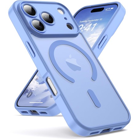 Oududianzi-Coque pour iPhone 17 Pro Compatible avec MagSafe Magnétique, Housse de Arrière Translucide Givrée PC, TPU Silicone Bu