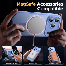 Oududianzi-Coque pour iPhone 17 Pro Compatible avec MagSafe Magnétique, Housse de Arrière Translucide Givrée PC, TPU Silicone Bu