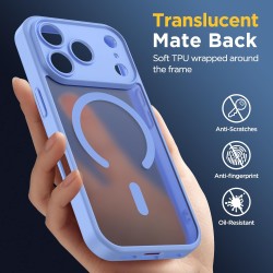 Oududianzi-Coque pour iPhone 17 Pro Compatible avec MagSafe Magnétique, Housse de Arrière Translucide Givrée PC, TPU Silicone Bu
