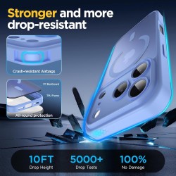 Oududianzi-Coque pour iPhone 17 Pro Compatible avec MagSafe Magnétique, Housse de Arrière Translucide Givrée PC, TPU Silicone Bu