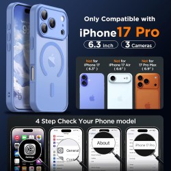 Oududianzi-Coque pour iPhone 17 Pro Compatible avec MagSafe Magnétique, Housse de Arrière Translucide Givrée PC, TPU Silicone Bu