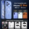 Oududianzi-Coque pour iPhone 17 Pro Compatible avec MagSafe Magnétique, Housse de Arrière Translucide Givrée PC, TPU Silicone Bu