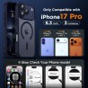 Oududianzi-coque pour iphone 17 pro compatible avec magsafe magnétique, housse de arrière translucide givrée pc, tpu silicone bu