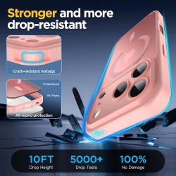 Oududianzi-Coque pour iPhone 17 Pro Compatible avec MagSafe Magnétique, Housse de Arrière Translucide Givrée PC, TPU Silicone Bu