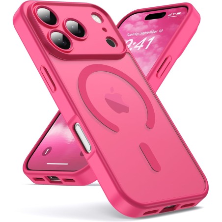 Oududianzi-Coque pour iPhone 17 Pro Compatible avec MagSafe Magnétique, Housse de Arrière Translucide Givrée PC, TPU Silicone Bu