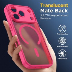 Oududianzi-Coque pour iPhone 17 Pro Compatible avec MagSafe Magnétique, Housse de Arrière Translucide Givrée PC, TPU Silicone Bu