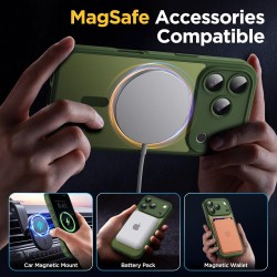 Oududianzi-coque pour iphone 17 pro compatible avec magsafe magnétique, housse de arrière translucide givrée pc, tpu silicone bu