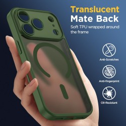 Oududianzi-coque pour iphone 17 pro compatible avec magsafe magnétique, housse de arrière translucide givrée pc, tpu silicone bu