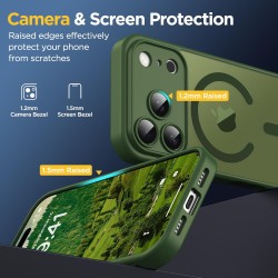 Oududianzi-coque pour iphone 17 pro compatible avec magsafe magnétique, housse de arrière translucide givrée pc, tpu silicone bu