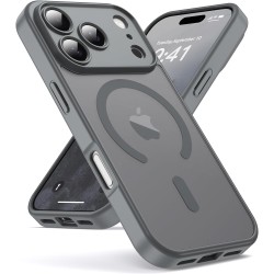 Oududianzi-coque pour iphone 17 pro compatible avec magsafe magnétique, housse de arrière translucide givrée pc, tpu silicone bu