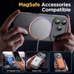 Oududianzi-coque pour iphone 17 pro compatible avec magsafe magnétique, housse de arrière translucide givrée pc, tpu silicone bu