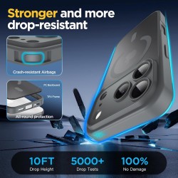 Oududianzi-coque pour iphone 17 pro compatible avec magsafe magnétique, housse de arrière translucide givrée pc, tpu silicone bu