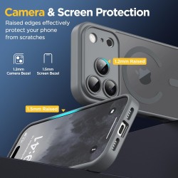 Oududianzi-coque pour iphone 17 pro compatible avec magsafe magnétique, housse de arrière translucide givrée pc, tpu silicone bu