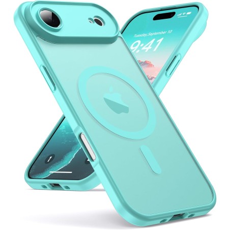 Oududianzi-Coque pour iPhone Air Compatible avec MagSafe Magnétique, Housse de Arrière Translucide Givrée PC, TPU Silicone Bumpe