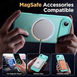 Oududianzi-Coque pour iPhone Air Compatible avec MagSafe Magnétique, Housse de Arrière Translucide Givrée PC, TPU Silicone Bumpe