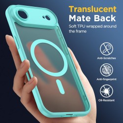 Oududianzi-Coque pour iPhone Air Compatible avec MagSafe Magnétique, Housse de Arrière Translucide Givrée PC, TPU Silicone Bumpe
