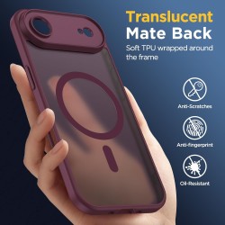Oududianzi-Coque pour iPhone Air Compatible avec MagSafe Magnétique, Housse de Arrière Translucide Givrée PC, TPU Silicone Bumpe