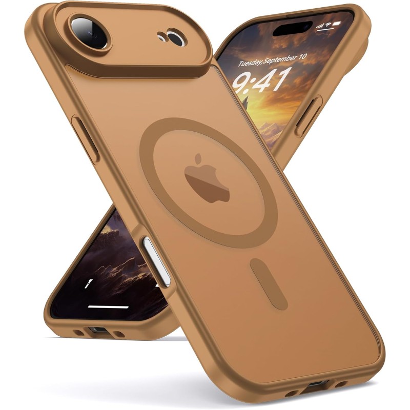 Oududianzi-coque pour iphone air compatible avec magsafe magnétique, housse de arrière translucide givrée pc, tpu silicone bumpe