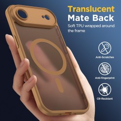 Oududianzi-coque pour iphone air compatible avec magsafe magnétique, housse de arrière translucide givrée pc, tpu silicone bumpe