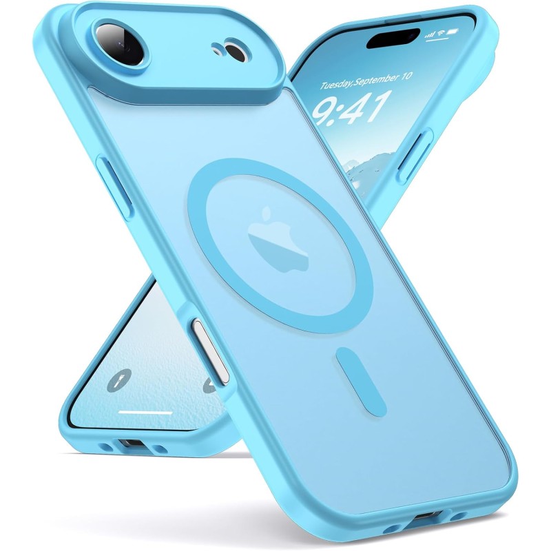 Oududianzi-coque pour iphone air compatible avec magsafe magnétique, housse de arrière translucide givrée pc, tpu silicone bumpe
