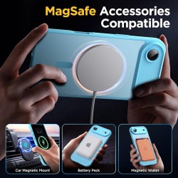 Oududianzi-coque pour iphone air compatible avec magsafe magnétique, housse de arrière translucide givrée pc, tpu silicone bumpe
