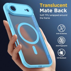 Oududianzi-coque pour iphone air compatible avec magsafe magnétique, housse de arrière translucide givrée pc, tpu silicone bumpe