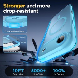 Oududianzi-coque pour iphone air compatible avec magsafe magnétique, housse de arrière translucide givrée pc, tpu silicone bumpe