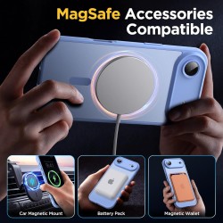 Oududianzi-Coque pour iPhone Air Compatible avec MagSafe Magnétique, Housse de Arrière Translucide Givrée PC, TPU Silicone Bumpe