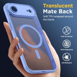 Oududianzi-Coque pour iPhone Air Compatible avec MagSafe Magnétique, Housse de Arrière Translucide Givrée PC, TPU Silicone Bumpe