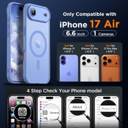 Oududianzi-Coque pour iPhone Air Compatible avec MagSafe Magnétique, Housse de Arrière Translucide Givrée PC, TPU Silicone Bumpe