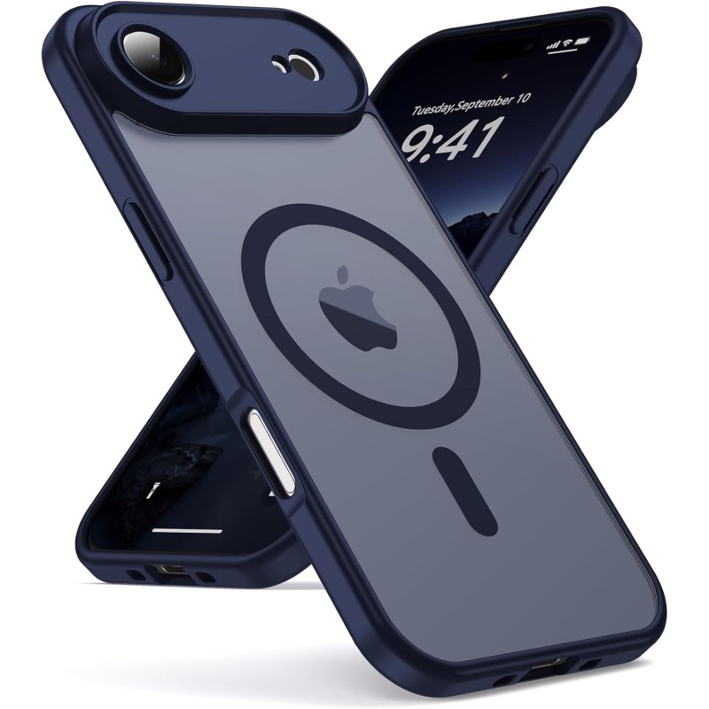 Oududianzi-coque pour iphone air compatible avec magsafe magnétique, housse de arrière translucide givrée pc, tpu silicone bumpe