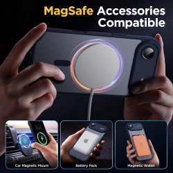 Oududianzi-coque pour iphone air compatible avec magsafe magnétique, housse de arrière translucide givrée pc, tpu silicone bumpe