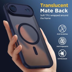 Oududianzi-coque pour iphone air compatible avec magsafe magnétique, housse de arrière translucide givrée pc, tpu silicone bumpe