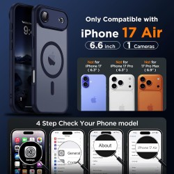 Oududianzi-coque pour iphone air compatible avec magsafe magnétique, housse de arrière translucide givrée pc, tpu silicone bumpe
