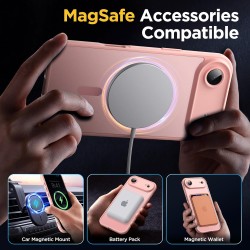 Oududianzi-Coque pour iPhone Air Compatible avec MagSafe Magnétique, Housse de Arrière Translucide Givrée PC, TPU Silicone Bumpe