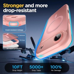 Oududianzi-Coque pour iPhone Air Compatible avec MagSafe Magnétique, Housse de Arrière Translucide Givrée PC, TPU Silicone Bumpe