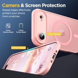 Oududianzi-Coque pour iPhone Air Compatible avec MagSafe Magnétique, Housse de Arrière Translucide Givrée PC, TPU Silicone Bumpe