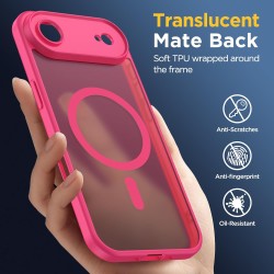 Oududianzi-Coque pour iPhone Air Compatible avec MagSafe Magnétique, Housse de Arrière Translucide Givrée PC, TPU Silicone Bumpe
