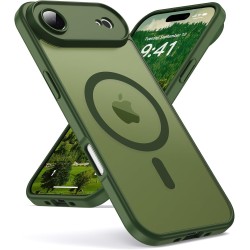 Oududianzi-coque pour iphone air compatible avec magsafe magnétique, housse de arrière translucide givrée pc, tpu silicone bumpe