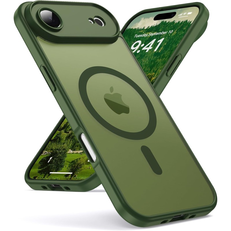 Oududianzi-coque pour iphone air compatible avec magsafe magnétique, housse de arrière translucide givrée pc, tpu silicone bumpe