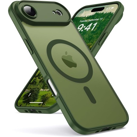 Oududianzi-coque pour iphone air compatible avec magsafe magnétique, housse de arrière translucide givrée pc, tpu silicone bumpe