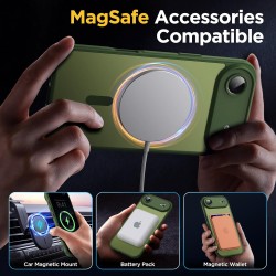 Oududianzi-coque pour iphone air compatible avec magsafe magnétique, housse de arrière translucide givrée pc, tpu silicone bumpe