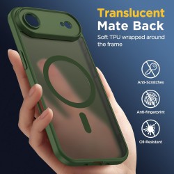 Oududianzi-coque pour iphone air compatible avec magsafe magnétique, housse de arrière translucide givrée pc, tpu silicone bumpe