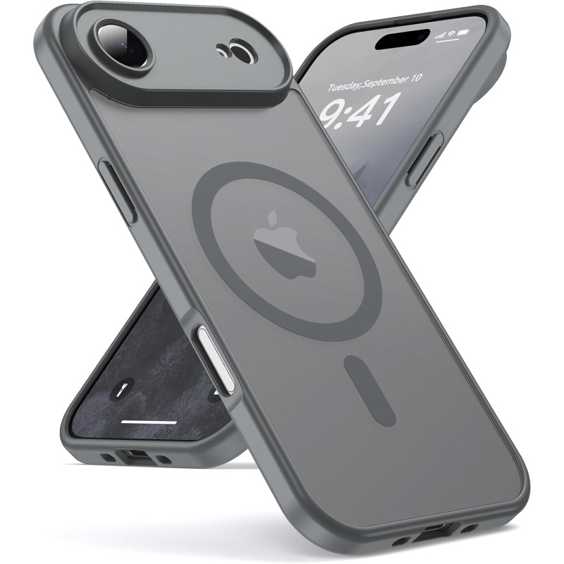 Oududianzi-coque pour iphone air compatible avec magsafe magnétique, housse de arrière translucide givrée pc, tpu silicone bumpe
