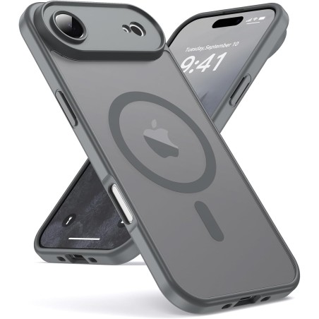 Oududianzi-coque pour iphone air compatible avec magsafe magnétique, housse de arrière translucide givrée pc, tpu silicone bumpe