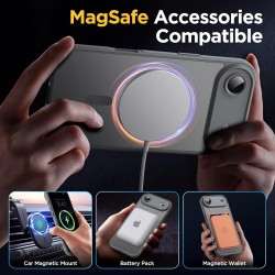 Oududianzi-coque pour iphone air compatible avec magsafe magnétique, housse de arrière translucide givrée pc, tpu silicone bumpe