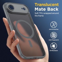 Oududianzi-coque pour iphone air compatible avec magsafe magnétique, housse de arrière translucide givrée pc, tpu silicone bumpe