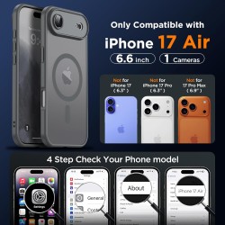Oududianzi-coque pour iphone air compatible avec magsafe magnétique, housse de arrière translucide givrée pc, tpu silicone bumpe