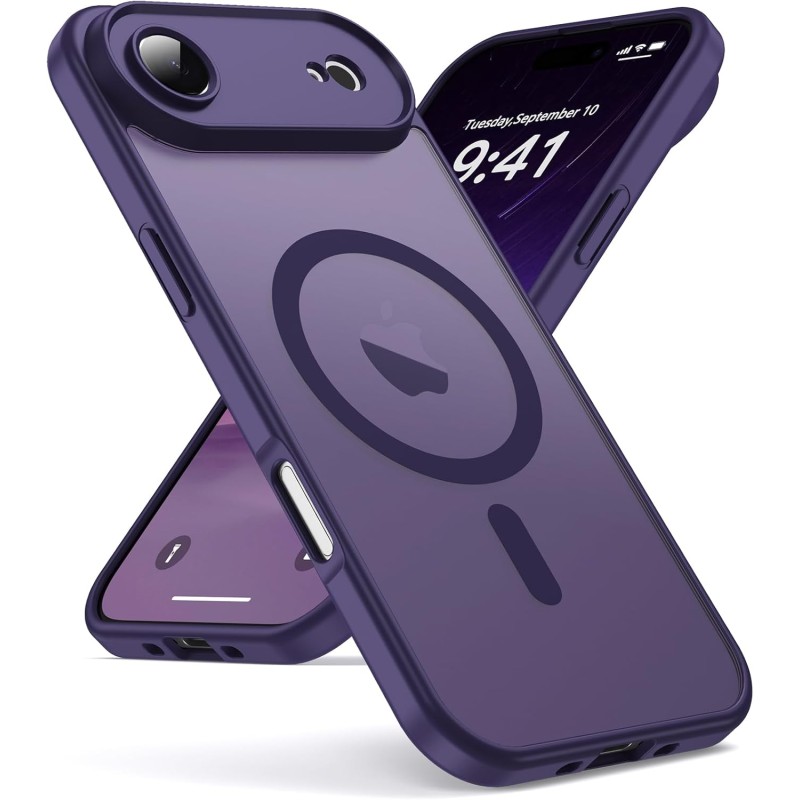 Oududianzi-Coque pour iPhone Air Compatible avec MagSafe Magnétique, Housse de Arrière Translucide Givrée PC, TPU Silicone Bumpe
